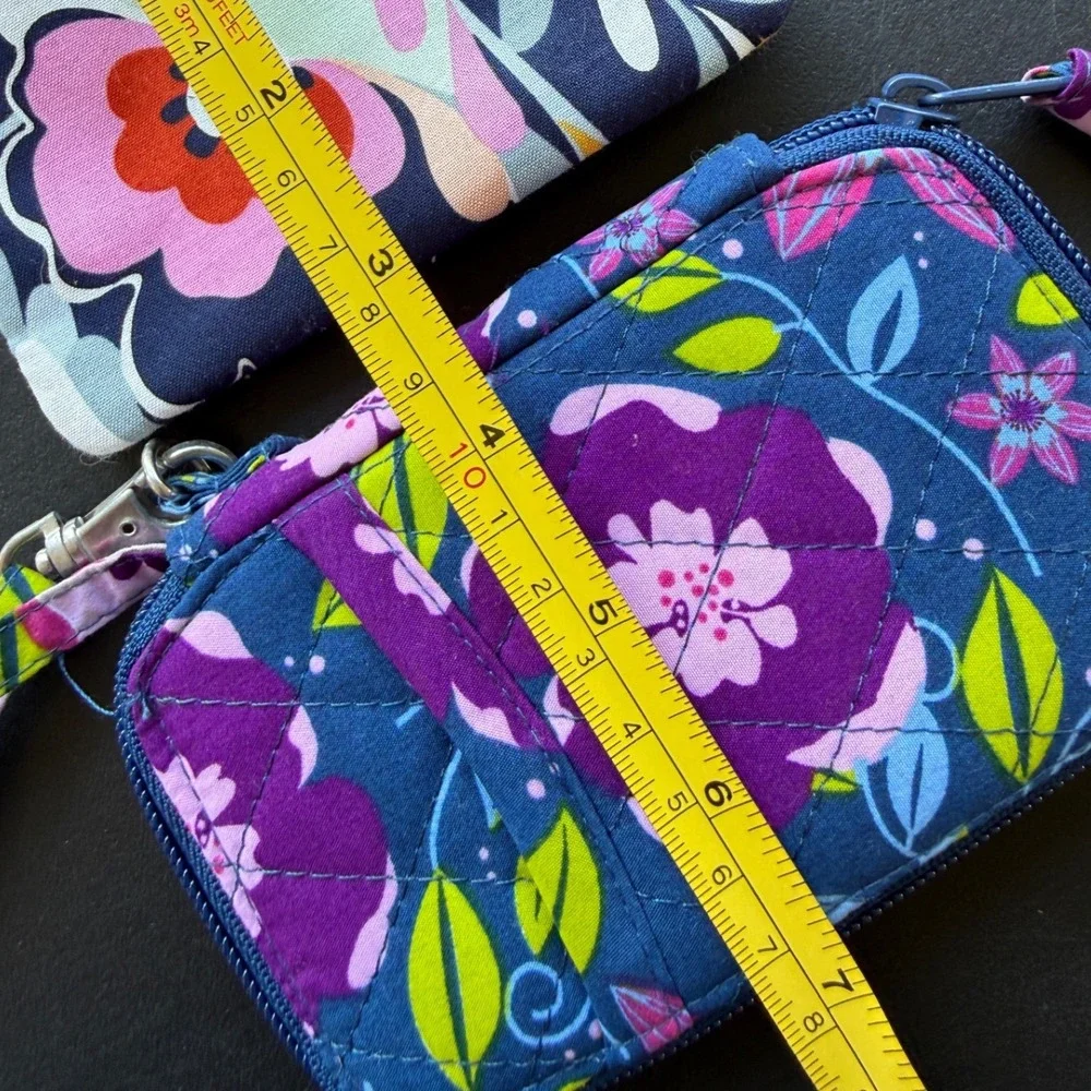 Vera Bradley Zip ID Case & Wristlet Wallet Floral Set Blue Pink